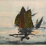 Behrens, Hans (1934-2016 Berlin) "Boote im Aufbruch", Farblitho., 763 K/ 27/ 100, sign. u.r. und dat. ´73, 37x49 cm, Rahmen - Foto 1