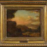 Zwei Gemälde: Bergige Flusslandschaft mit Personen. Sowie Sonnenaufgang in Landschaft - photo 7