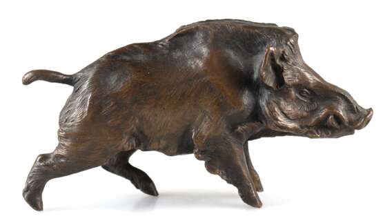 Bronze -Figur "Wildschwein", braun patiniert, 9,5x18,5x5 cm - фото 1