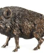 Sculptures. Bronze -Figur &quot;Wildschwein&quot;, braun patiniert, 5x7,5x2,5 cm