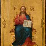 A LARGE ICON SHOWING THE ENTHRONED CHRIST - photo 1