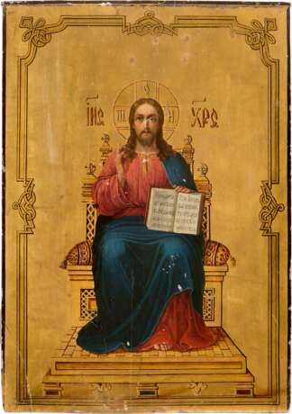 A LARGE ICON SHOWING THE ENTHRONED CHRIST - photo 1