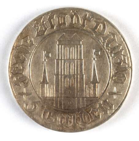 5 Gulden, 1932 Freie Stadt Danzig, Marienkirche/ Wappen mit Schildhaltern - photo 1