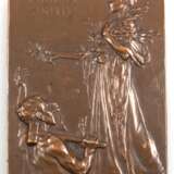 Bronze-Plakette, St. Schwarz, Weltausstellung 1900 Paris für Österreich, mit figürlichem Relief, 7,8x5,3 cm - Foto 1