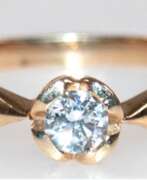 Jewelry. Brillant-Ring, 585er GG, Solitär vsi, 0,16 ct., ges. 2,3 g, RG 61