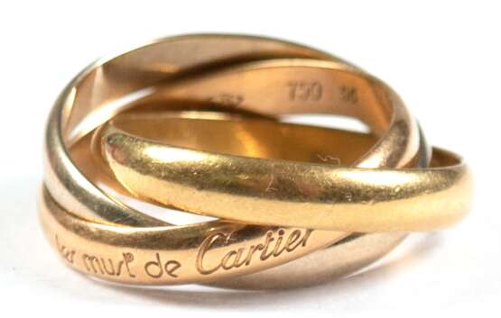 Trinity-Ring Must de Cartier, 750er Gold, 3-farbig, Gew. 9,10 g, RG 56, im Originaletui - photo 1