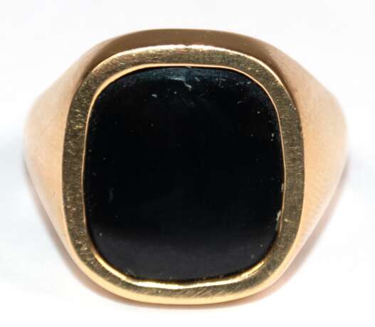 Ring, 750er GG, mit rechteckigem Onyx, Ges.-Gew. 9,73 g, RG 60 - фото 1