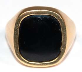 Ring, 750er GG, mit rechteckigem Onyx, Ges.-Gew. 9,73 g, RG 60