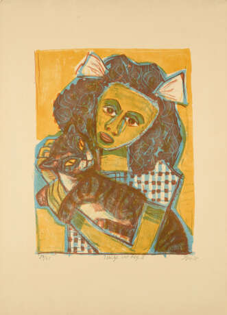 Otto Dix. Mädchen mit Katze II (Kopf schräg) - Foto 1