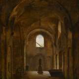 Maler im Inneren einer alten romanischen Kapelle (Klosterruine Oybin?) - Foto 1