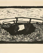 Linocut. Wilhelm Morgner. Große Brücke bei Soest