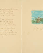 Hermann Hesse. Hermann Hesse. Autograph des Gedichts "Flötenspiel" mit Landschaftsvignette