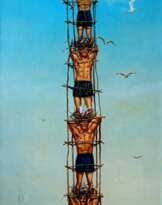 Nests for seagulls.Volunteers. Nests for seagulls.Volunteers.