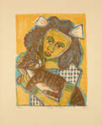 Otto Dix. Otto Dix. Mädchen mit Katze II (Kopf schräg)