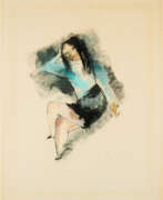 Pastel. Werner Scholz. Frau in blauer Bluse