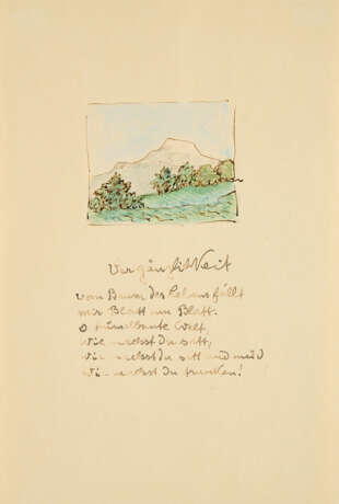 Hermann Hesse. Autograph des Gedichts "Vergänglichkeit" mit Landschaftsvignette - photo 2