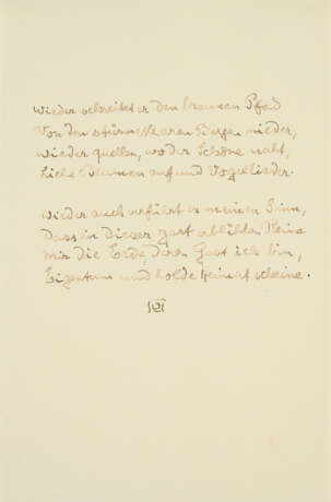 Hermann Hesse. Autograph des Gedichts "Frühling" mit Landschaftsvignette - Foto 2