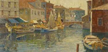 Marktstände am Kanal in Chioggia