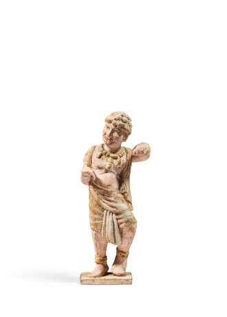 A PAINTED POTTERY FIGURE OF A FOREIGN DANCER - photo 1