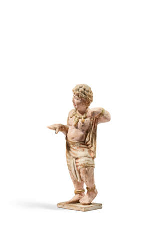 A PAINTED POTTERY FIGURE OF A FOREIGN DANCER - photo 2