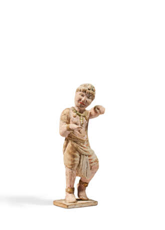 A PAINTED POTTERY FIGURE OF A FOREIGN DANCER - photo 4