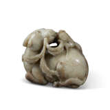 A MOTTLED CREAMY BEIGE AND PALE BROWN JADE CARVING OF A BUFFALO AND A BOY - photo 4