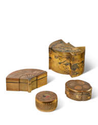 FOUR GILT LACQUER BOXES AND COVERS