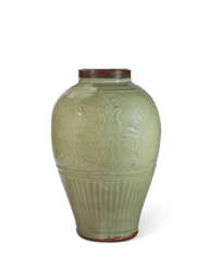 A LONGQUAN CELADON 'LOTUS' VASE