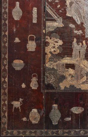 A TEN-FOLD COROMANDEL LACQUER SCREEN AND TWO PANELS - photo 9