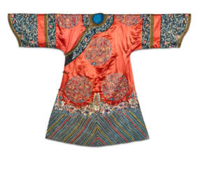 AN EMBROIDERED RED SATIN MANCHU LADY’S WEDDING ROBE