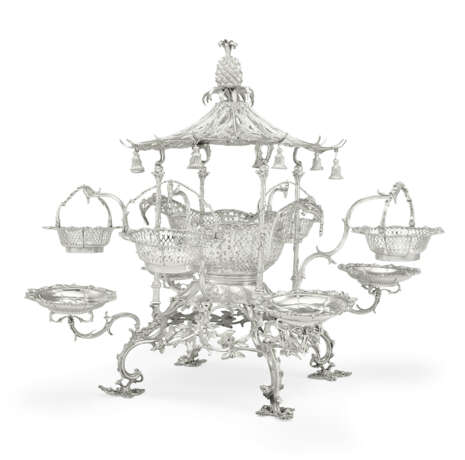 A GEORGE III SILVER PAGODA-FORM EPERGNE - photo 1