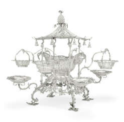 A GEORGE III SILVER PAGODA-FORM EPERGNE