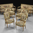 A SUITE OF LOUIS XVI GILT WALNUT AND BEAUVAIS TAPESTRY SEAT FURNITURE - Now at the auction