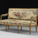 A SUITE OF LOUIS XVI GILT WALNUT AND BEAUVAIS TAPESTRY SEAT FURNITURE - photo 3