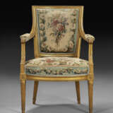 A SUITE OF LOUIS XVI GILT WALNUT AND BEAUVAIS TAPESTRY SEAT FURNITURE - photo 6