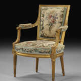 A SUITE OF LOUIS XVI GILT WALNUT AND BEAUVAIS TAPESTRY SEAT FURNITURE - photo 7