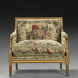 A SUITE OF LOUIS XVI GILT WALNUT AND BEAUVAIS TAPESTRY SEAT FURNITURE - photo 10