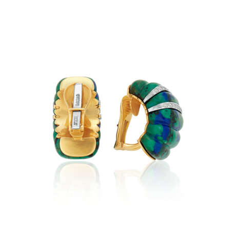 NO RESERVE | DAVID WEBB AZURMALACHITE AND DIAMOND EARRINGS - photo 3