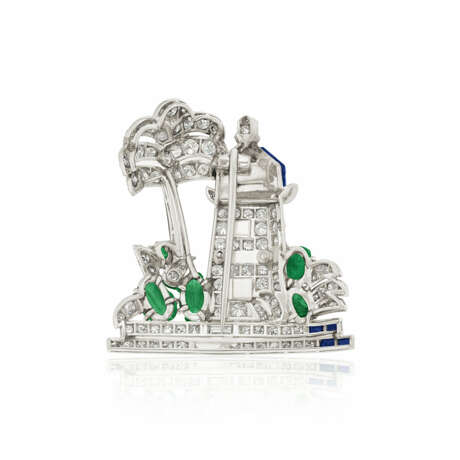 NO RESERVE | MAUBOUSSIN ART DECO MULTI-GEM AND DIAMOND BROOCH - photo 3