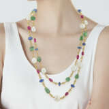 NO RESERVE | MULTI-GEM AND CULTURED PEARL LONGCHAIN NECKLACE - фото 2