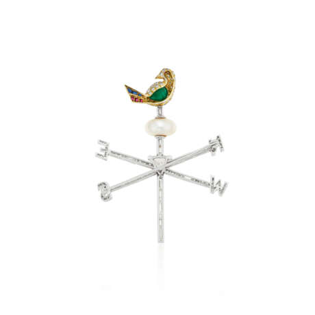 BULGARI DIAMOND, NATURAL PEARL AND MULTI-GEM BROOCH - photo 4