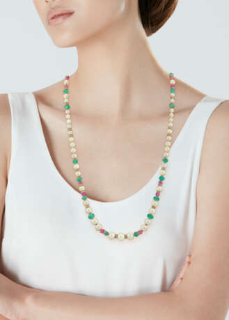 BULGARI NATURAL PEARL, MULTI-GEM AND DIAMOND NECKLACE - photo 2