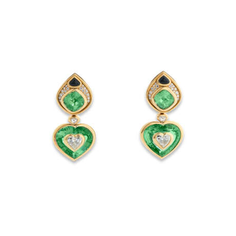 MARINA B BOUCLES D'OREILLES TOURMALINES VERTES, ONYX ET DIAMANTS - photo 1