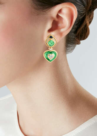 MARINA B BOUCLES D'OREILLES TOURMALINES VERTES, ONYX ET DIAMANTS - photo 3