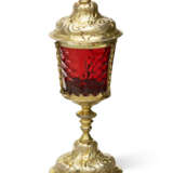 A GERMAN SILVER-GILT MOUNTED RUBY GLASS CUP AND COVER - photo 1