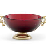 A GERMAN SILVER-GILT MOUNTED RUBY GLASS TWO-HANDLED BOWL - фото 1