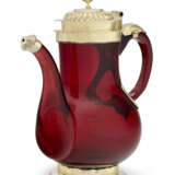 A CONTINENTAL SILVER-GILT MOUNTED RUBY GLASS WINE JUG - photo 1