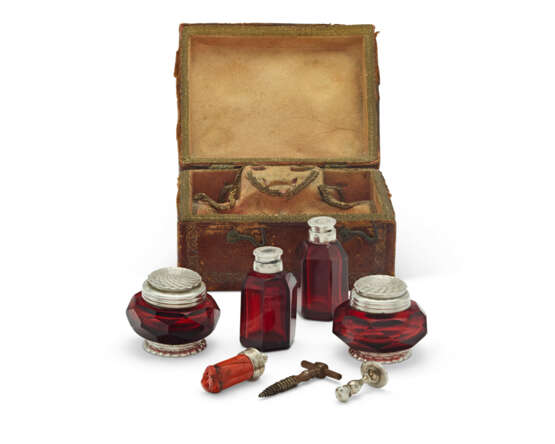 A GERMAN SILVER AND RUBY GLASS WRITING SET - photo 1