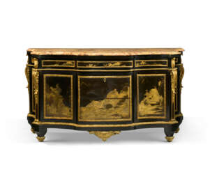 A LATE LOUIS XV ORMOLU-MOUNTED, EBONY, JAPANESE LACQUER AND VERNIS-DECORATED COMMODE