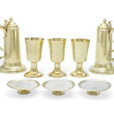 A CHARLES II AND GEORGE I EIGHT-PIECE SILVER-GILT COMMUNION SERVICE - фото 1